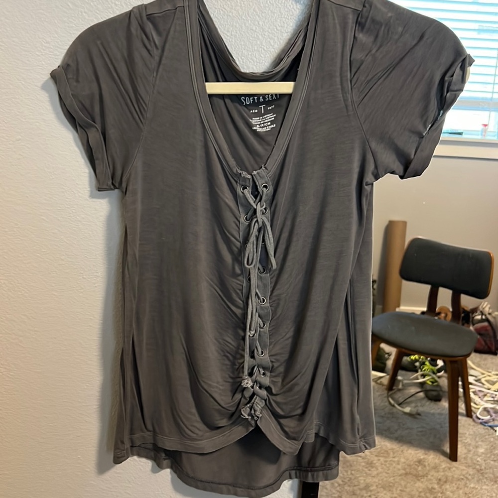 American eagle soft and sexy S lace up shirt